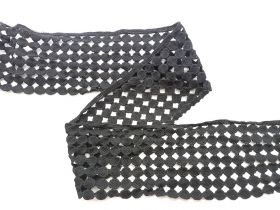 Great value 8.5cm Mod Spot Wide Lace Trim- Black #697 available to order online New Zealand