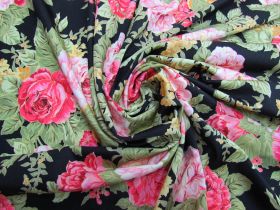 Great value Lustrous Lush Floral Spandex- Black #5327 available to order online New Zealand