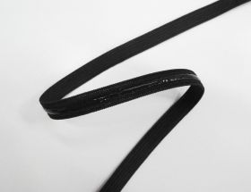 10mm flat black elastic with glossy piping detail - Small Bobbins