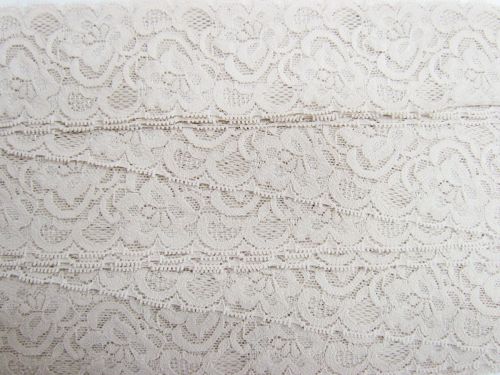 Great value 55mm Josephine Stretch Floral Lace Trim- Pearl Beige #268 available to order online New Zealand