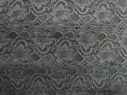 Great value 55mm Josephine Stretch Floral Lace Trim- Grey #269 available to order online New Zealand