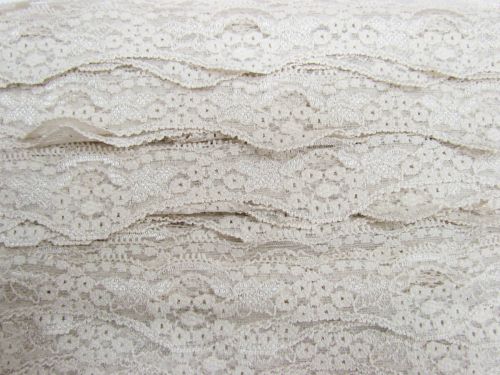 Great value 40mm Wave Edge Stretch Floral Lace Trim- Pearl Beige #273 available to order online New Zealand