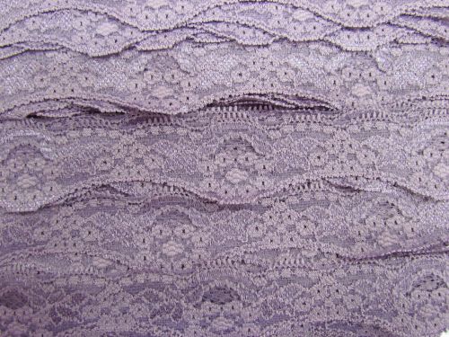 Great value 40mm Wave Edge Stretch Floral Lace Trim- Mauve #275 available to order online New Zealand