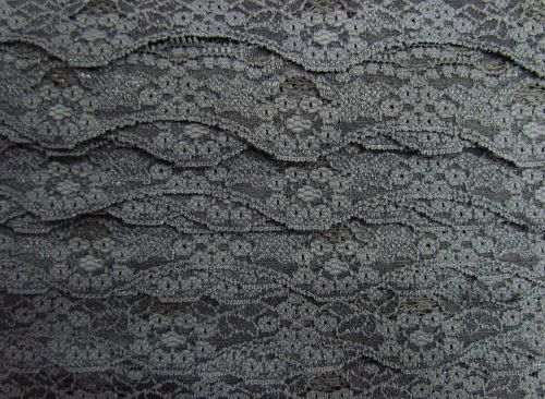 Great value 40mm Wave Edge Stretch Floral Lace Trim- Grey #276 available to order online New Zealand