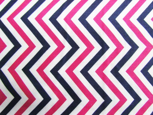 Great value Chevron Stripe Cotton- Pink / Navy #PW1020 available to order online New Zealand