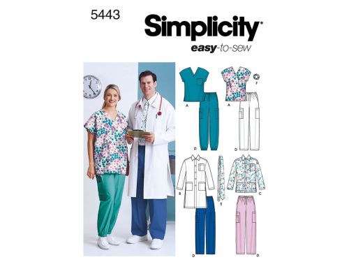 Great value *Seconds* Simplicity Pattern S5443 Women's & Men's Plus Size Scrubs- Size BB (XL XXL XXXL) available to order online New Zealand