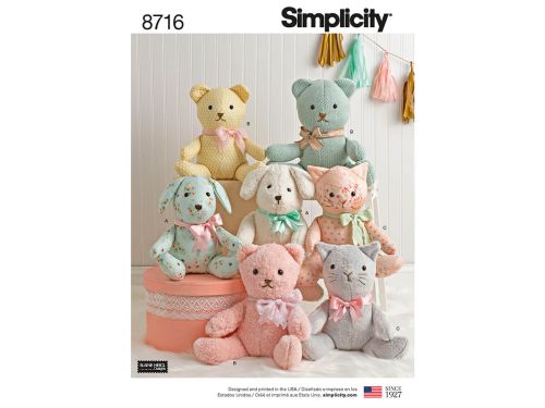 Great value *Seconds* Simplicity Pattern S8716 Stuffed Animals- Size OS (ONE SIZE) available to order online New Zealand