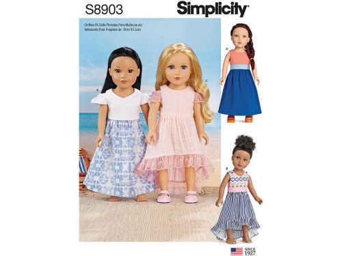 Great value *Seconds* Simplicity Pattern S8903 18" Doll Clothes- Size OS (ONE SIZE) available to order online New Zealand
