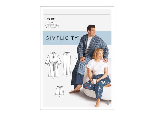 Great value *Seconds* Simplicity Pattern S9131 Unisex Sleepwear- Size AA (S-M-L) available to order online New Zealand