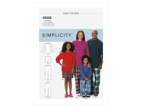 Great value *Seconds* Simplicity Pattern S9202 Misses'/Men's/ Children's/Boys'/Girls' T-Shirt, Shorts and Pants- Size AA (S-M-L-XL) available to order online New Zealand