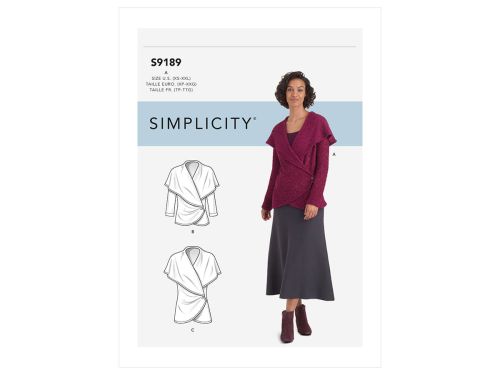 Great value *Seconds* Simplicity Pattern S9189 MISSES' KNIT WRAP JACKET- Size A (XS-S-M-L-XL-XXL) available to order online New Zealand