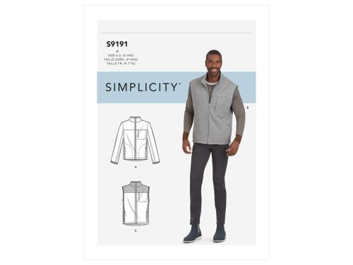 Great value *Seconds* Simplicity Pattern S9191 MEN'S VESTS & JACKET- Size A (S-M-L-XL-XXL) available to order online New Zealand
