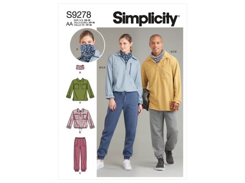 Great value *Seconds* Simplicity Pattern S9278 UNISEX TOP, PANT, NCKPCE- Size BB (L-XL-XXL) available to order online New Zealand