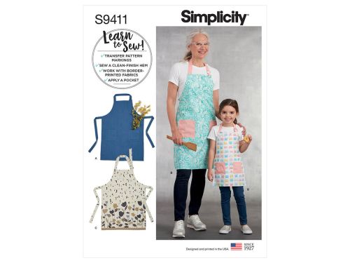 Great value *Seconds* Simplicity Pattern S9411 CHILD & MISSES APRON- Size A (S - L / S - L) available to order online New Zealand