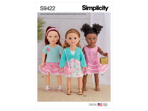 Great value *Seconds* Simplicity Pattern S9422 18" DOLL CLOTHES- Size OS (ONE SIZE) available to order online New Zealand