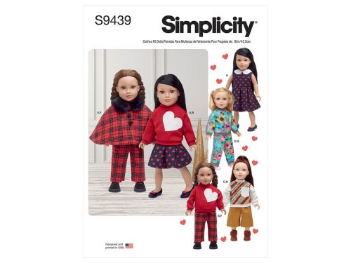Great value *Seconds* Simplicity Pattern S9439 18" DOLL CLOTHES- Size OS (ONE SIZE) available to order online New Zealand