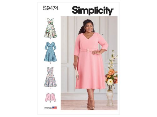 Great value *Seconds* Simplicity Pattern S9474 WOMEN'S DRESSES & JACKET- Size GG (26W-28W-30W-32W) available to order online New Zealand