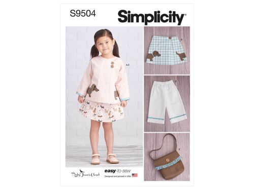 Great value *Seconds* Simplicity Pattern S9504 CHILD SPORTSWEAR & PURSE- Size A (3-4-5-6-7-8) available to order online New Zealand