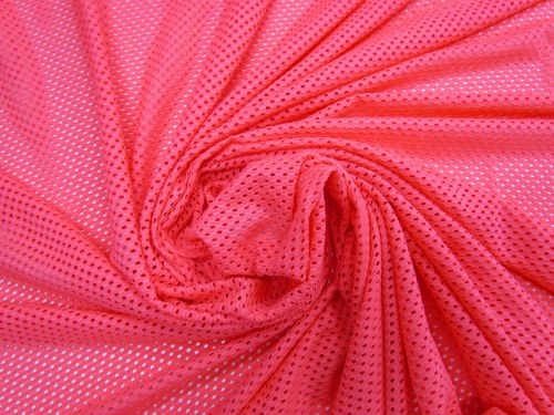 Great value Eyelet Mesh Spandex- Neon Pink #7501 available to order online New Zealand