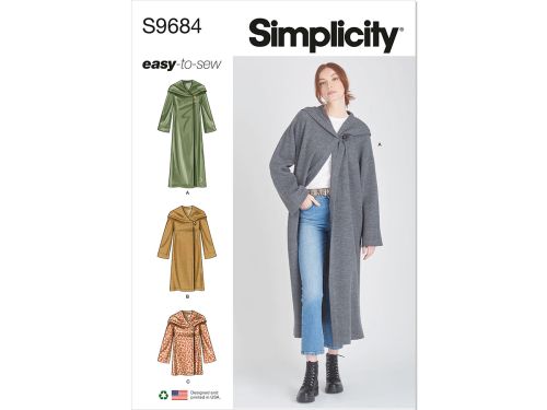 Great value *Seconds* Simplicity Pattern S9684 MISSES' HOODED COATS AND JACKET WITH LENGTH VARIAT- Size U5 (16-18-20-22-24) available to order online New Zealand