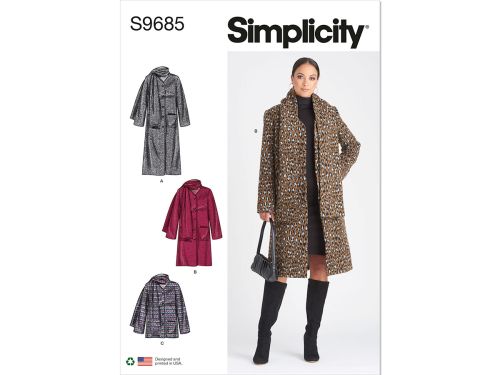Great value *Seconds* Simplicity Pattern S9685 MISSES' COAT AND JACKET- Size D5 (4-6-8-10-12) available to order online New Zealand
