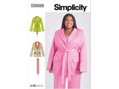 Great value *Seconds* Simplicity Pattern S9688 MISSES' AND WOMEN'S JACKET WITH TIE BELT- Size M1 (10-12-14-16-18) available to order online New Zealand