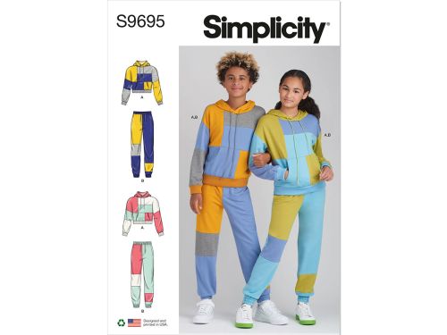 Great value *Seconds* Simplicity Pattern S9695 GIRLS' AND BOYS' HOODIE AND JOGGER SET- Size A (8-10-12-14-16) available to order online New Zealand
