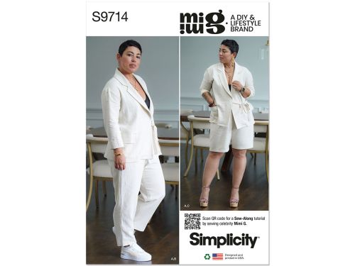 Great value *Seconds* Simplicity Pattern S9714 Misses' Jacket, Trousers and Shorts by Mimi G Style- Size K5 (8-10-12-14-16) available to order online New Zealand