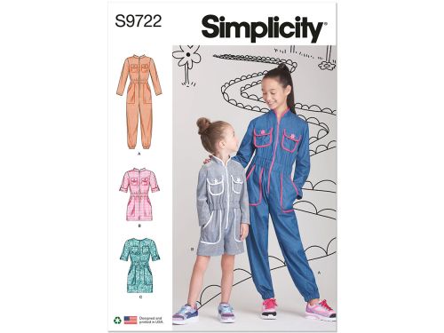 Great value *Seconds* Simplicity Pattern S9722 Children's and Girls' Jumpsuit, Romper and Dress- Size K5 (7-8-10-12-14) available to order online New Zealand
