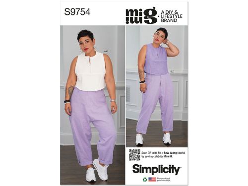 Great value *Seconds* Simplicity Pattern S9754 Misses' Tops and Cargo Pants by Mimi G Style- Size K5 (8-10-12-14-16) available to order online New Zealand