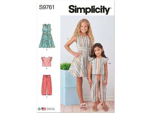 Great value *Seconds* Simplicity Pattern S9761 Children's and Girls' Dress, Top and Pants- Size K5 (7-8-10-12-14) available to order online New Zealand