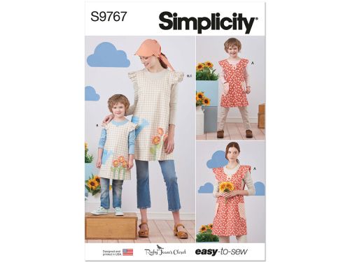 Great value *Seconds* Simplicity Pattern S9767 Children's and Misses' Wrap Around Apron and Scarf Hat by Ruby Jean's Closet- Size A (S - L / S - L) available to order online New Zealand