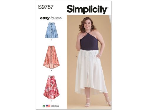 Great value *Seconds* Simplicity Pattern S9787 Women's Skirt With Hemline Variations- Size W3 (30W-32W-34W-36W-38W) available to order online New Zealand