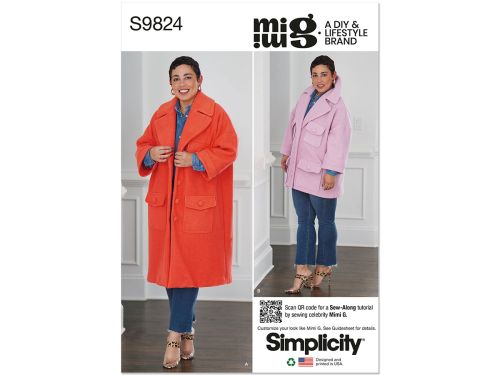 Great value *Seconds* Simplicity Pattern S9824 Misses Coats In Two Lengths- Size A (XS-S-M-L-XL) available to order online New Zealand