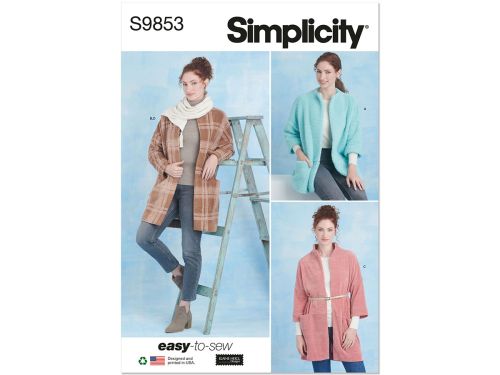 Great value *Seconds* Simplicity Pattern S9853 MISSES' COATS AND SCARF- Size A (XS-S-M-L-XL) available to order online New Zealand