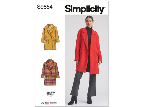 Great value *Seconds* Simplicity Pattern S9854 MISSES' LINED COAT- Size Y5 (18-20-22-24-26) available to order online New Zealand