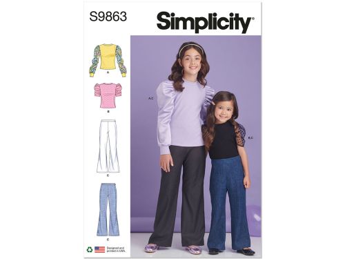 Great value *Seconds* Simplicity Pattern S9863 CHILDREN'S AND GIRLS' TOP AND PANTS- Size K5 (7-8-10-12-14) available to order online New Zealand