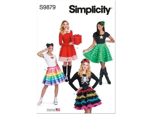 Great value *Seconds* Simplicity Pattern S9879 HOLIDAY SKIRTS, COLLAR AND APPLIQUES- Size H5 (6-8-10-12-14) available to order online New Zealand