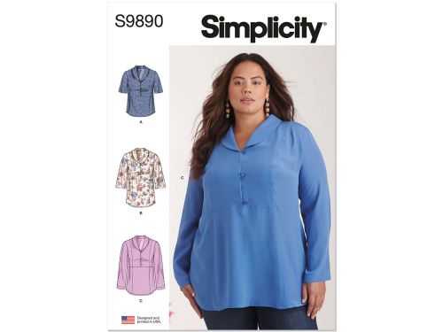 Great value *Seconds* Simplicity Pattern S9890 WOMEN'S TOPS- Size W3 (30W-32W-34W-36W-38W) available to order online New Zealand