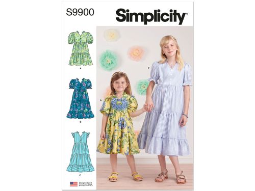 Great value *Seconds* Simplicity Pattern S9900 CHILDREN'S AND GIRLS' DRESS WITH SLEEVE AND LENGTH VARIATIONS- Size K5 (7-8-10-12-14) available to order online New Zealand