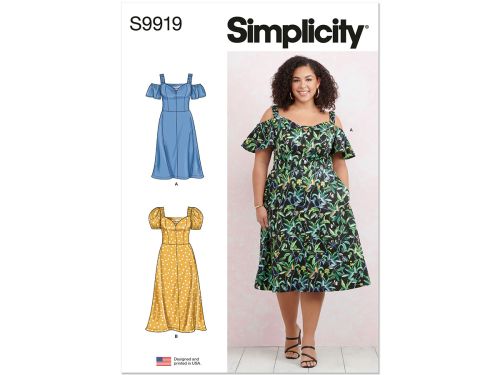 Great value *Seconds* Simplicity Pattern S9919 WOMEN'S DRESS WITH SLEEVE AND LENGTH VARIATIONS- Size W2 (20W-22W-24W-26W-28W) available to order online New Zealand