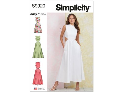 Great value *Seconds* Simplicity Pattern S9920 MISSES' DRESS WITH NECKLINE AND LENGTH VARIATIONS- Size U5 (16-18-20-22-24) available to order online New Zealand