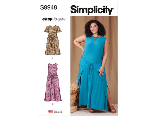 Great value *Seconds* Simplicity Pattern S9948 WOMEN'S KNIT DRESS WITH SLEEVE AND LENGTH VARIATIONS- Size W3 (30W-32W-34W-36W-38W) available to order online New Zealand