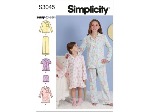 Great value *Seconds* Simplicity Pattern S3045 CHILD / GIRL SLEEPWEAR- Size K5 (7-8-10-12-14) available to order online New Zealand
