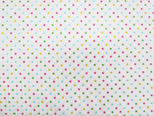 Great value Mini Dots Cotton- Rainbow On White #PW1532 available to order online New Zealand
