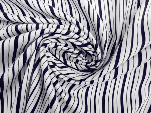 Great value Midnight Skyline Stripe Stretch Cotton Blend Shirting- Navy #13132 available to order online New Zealand