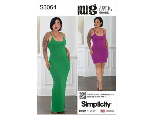 Great value *Seconds* Simplicity Pattern S3064 MISSES' AND WOMEN'S KNIT DRESS IN TWO LENGTHS- Size AA (10-12-14-16-18) available to order online New Zealand
