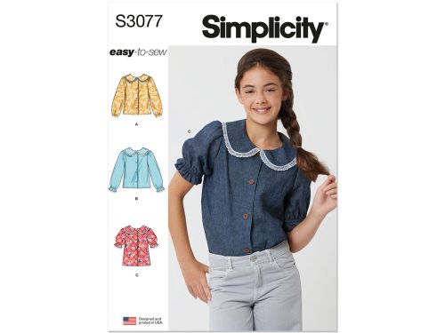 Great value *Seconds* Simplicity Pattern S3077 GIRLS' TOPS- Size A (7-8-10-12-14) available to order online New Zealand