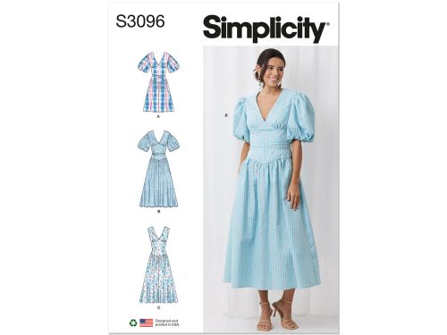 Great value *Seconds* Simplicity Pattern S3096 MISSES' AND WOMEN'S DRESS WITH LENGTH AND SLEEVE VARIATIONS- Size BB (20W-22W-24W-26W-28W) available to order online New Zealand