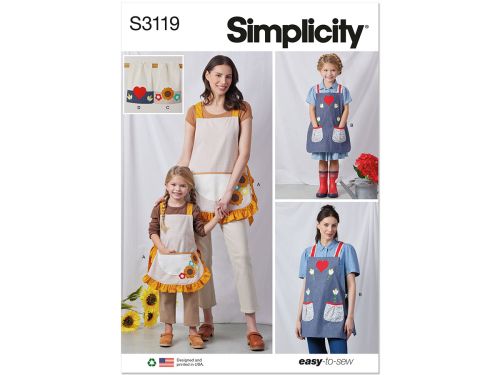 Great value *Seconds* Simplicity Pattern S3119 CHILDREN AND MISSES' APRONS AND KITCHEN ACCESSORIES- Size A (S - L / S - L) available to order online New Zealand